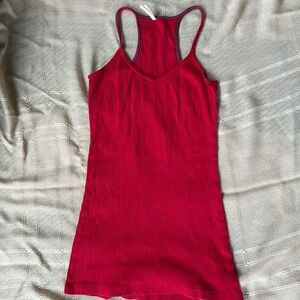 Active basic racer back red ribbed with blue stitching size small jr tank